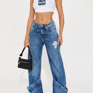 Distressed Blue Jeans